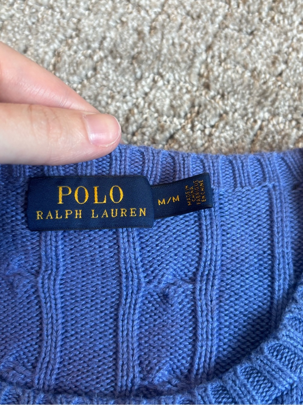 Ralph Lauren | Women's Cornflower Blue Polo Cable Knit Crewneck Sweater | Size M - Picture 3 of 9